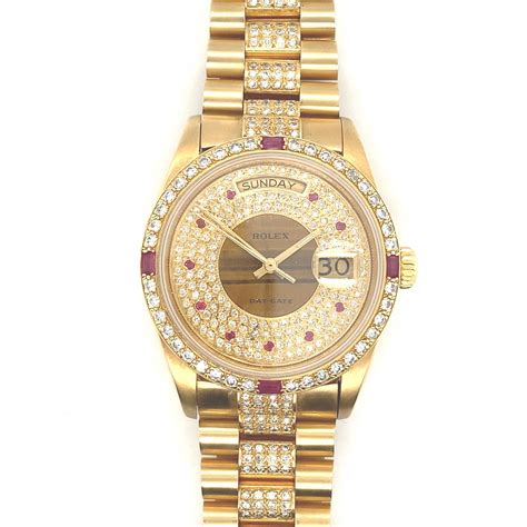 rolex day date gold dimond dail ruby|diamond gold Rolex watch price.